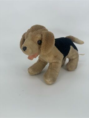 Plush Tan and Black Dog Toy  Vintage Fun World